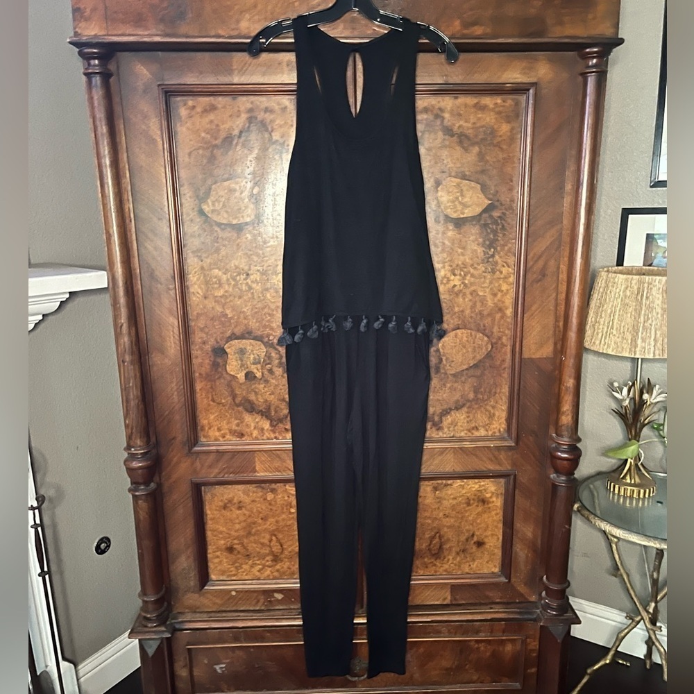 GUC Trina Turk- Black Jersey Tasseled Jumpsuit. Size S